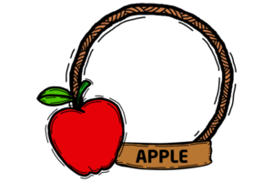 marco diseño con manzana tema png