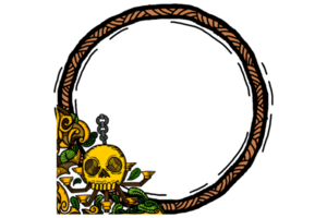 Frame Border with Golden Skull Hanging Candle Holder theme design png