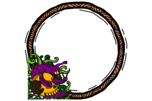 Frame Border with Three Headed Snail with devil skull shell theme design png