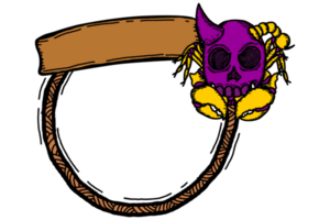 Frame Border with Skeleton Scorpion Demon theme design png