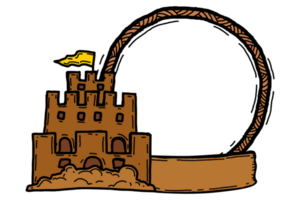 Rahmen Design mit Sand Schloss Thema png