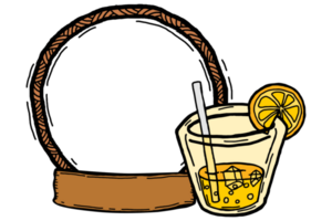 Frame Design With Cup of Lemon Juice Theme png
