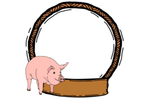 Frame With Pig Theme Design png