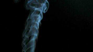 Abstract smoke rises up in beautiful swirls on a black background video