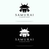 Japanese samurai warrior helmet Logotype design with modern editable vector illustration.