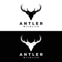 Deer Antlers and vintage deer head logo template design.Logo for badge,deer hunter,adventure and wildlife. vector