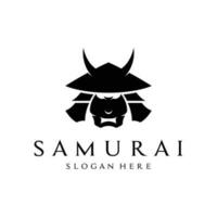 Japanese samurai warrior helmet Logotype design with modern editable vector illustration.