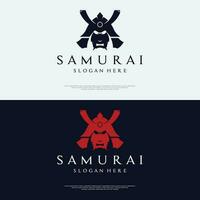 Japanese samurai warrior helmet Logotype design with modern editable vector illustration.