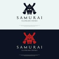 Japanese samurai warrior helmet Logotype design with modern editable vector illustration.