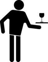 Faceless waiter serving drink on a tray. vector