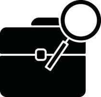 Briefcase with magnifying in flat style. vector