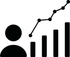 Man with bar graph on white background. vector