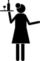Character of woman holding cocktail glass. vector