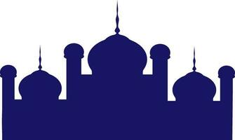 Blue color silhouette of mosque. vector