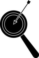 Target game icon with arrow on magnify glass. vector