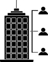 glifo estilo de empleados icono en edificio para trabajo concepto. vector