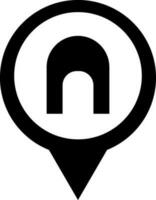 Tunnel sign on map pin icon. vector