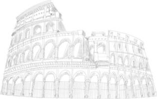 Coliseum rome in black line art. vector