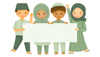 Muslim Kid Holding Banner png