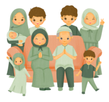 musulmano famiglia personaggi celebrare eid mubarak png