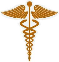 Caduceus medical symbol made with brown color. vector