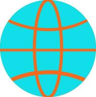 Flat style earth global in orange and blue color. vector