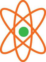 Atomic structure in orange and green color. vector