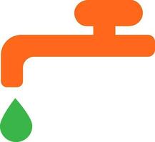 Orange water tab with falling green drop. vector