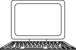 Stroke of computer system icon with monitor and keyboard. vector