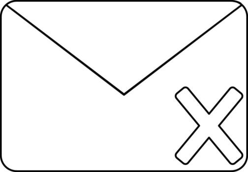 Email message delete in icon with stroke for multimedia concept. vector