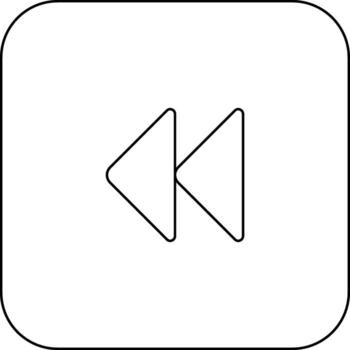 Stroke style of rewind button icon for multimedia. vector