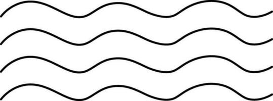 Black line art waves in flat style. vector