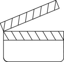 Stroke style of clapboard icon for shooting concept. vector