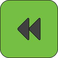 Rewind button icon in green background with stroke for multimedia. vector