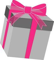 3D illustration of gift box tie up with pink ribbon. vector