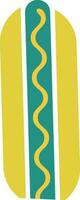 Flat illustration of hotdog in green and yellow color. vector