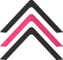 Pink and gray navigate up arrows pointing sign. vector