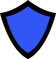 Black abd blue shield in flat style. vector