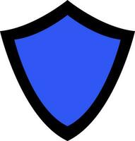 Black abd blue shield in flat style. vector