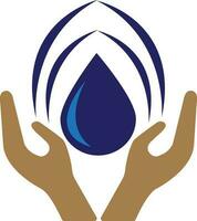 Blue blood drop in hands , Blood donor icon. vector