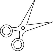 Black line art scissor on white background. vector