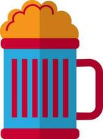 Red, blue and orange beer mug in flat style. vector