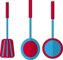 Cooking spoons in red and blue color. vector