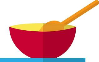 Orange spoon in red bowl. vector