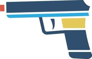 Isolated gun icon in blue and yellow color. vector