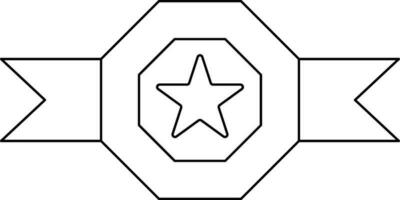 Black line art star decorated belt shape award. vector