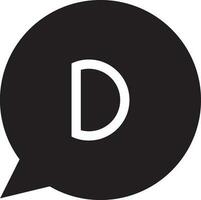 Black and white disqus logo in flat style. vector