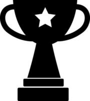 White star decorated black trophy cup award. vector