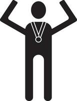 Character of faceless man wearing medal. vector