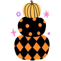 söt tecknad serie rolig pumpa halloween klotter element. png